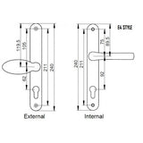 Lever Pad 92-62mm Spindle Centre Handle Long Back Plate